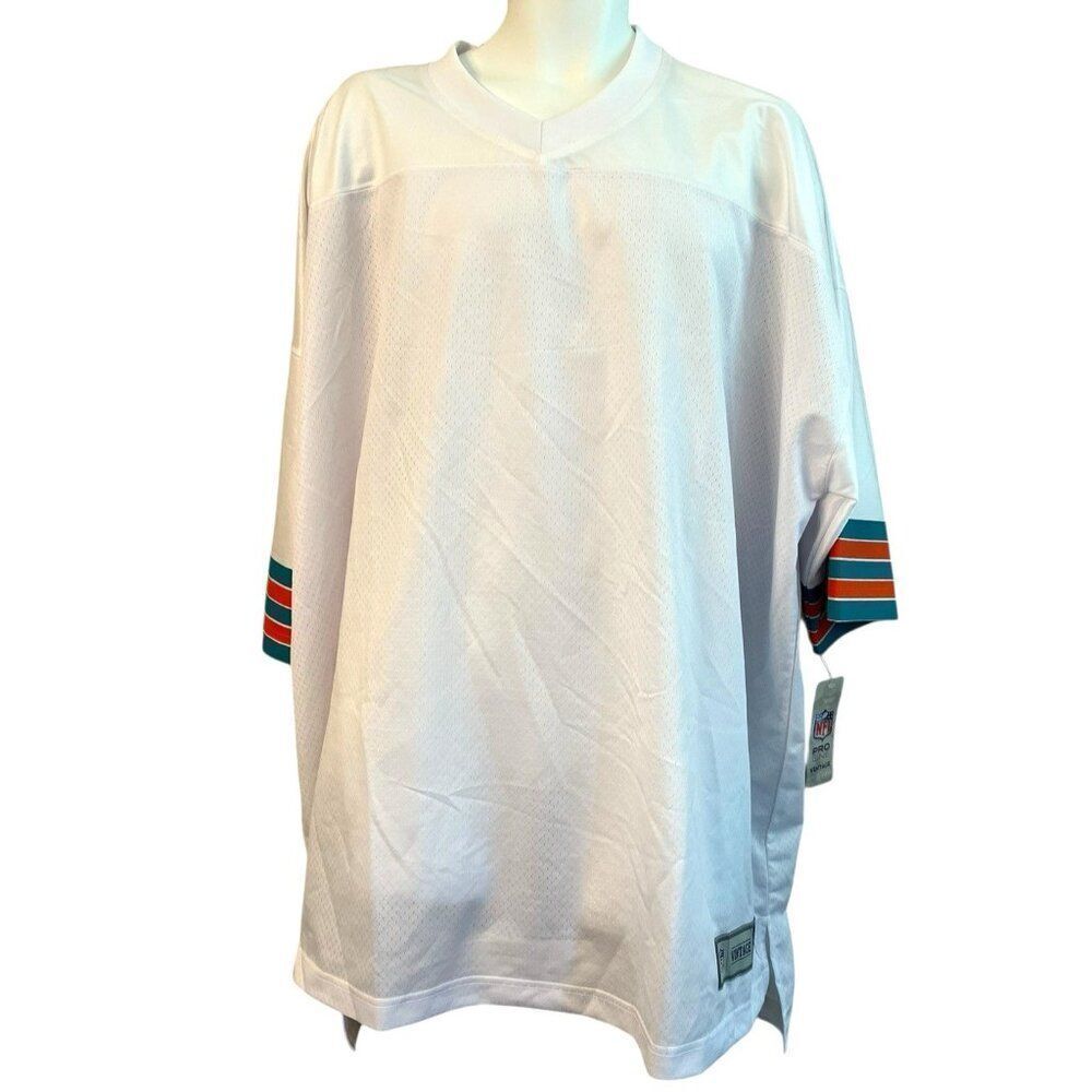 Mens 4XL NFL Pro Line Vintage Miami Dolphins White Football Blank Jersey New NWT
